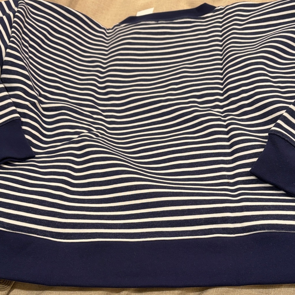 J. Crew Antique Navy/White Striped Crewneck Pullover Sweatshirt/NWT/XL - Picture 10 of 12